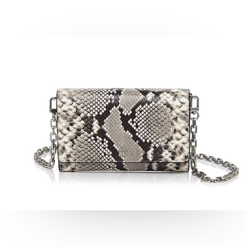 NWT AUTHENTIC RARE TORY BURCH ROBINSON EMBOSSED ANIMAL PRINT CHAIN WALLET/BAG